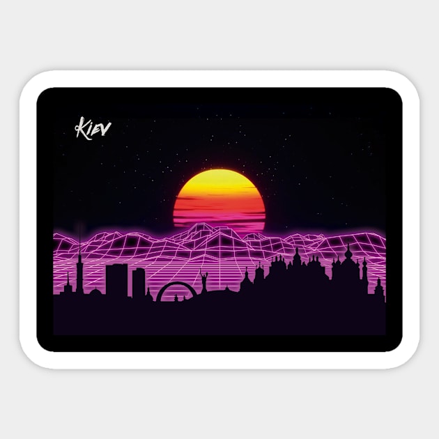 Kiev Outrun Neon Nights Sticker by Ferrazi